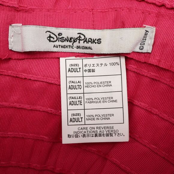 Disney Parks Hat Womens Size Adult Pink Wide Brim Foldable Logo Ribbon Bow - Picture 4 of 13